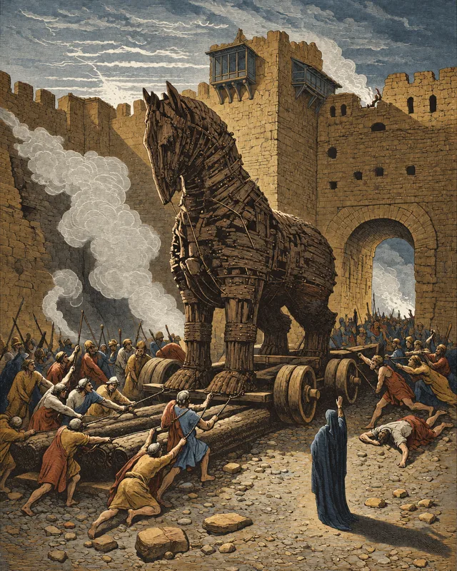 The horse crosses the wall